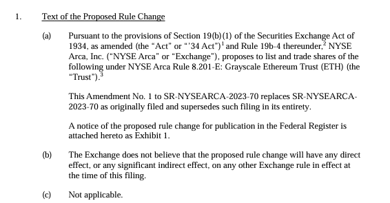 그레이스케일, 이더리움 현믈 ETF 신청서류 수정후 SEC에 제출