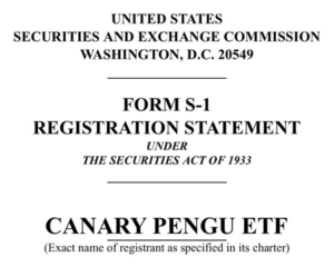 카나리, 퍼지 펭귄(PENGU) ETF S-1 신청서 제출